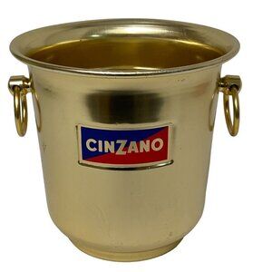 Vintage Cinzano Ice Bucket Goldtone Metal Champagne Bar Accessory Barware